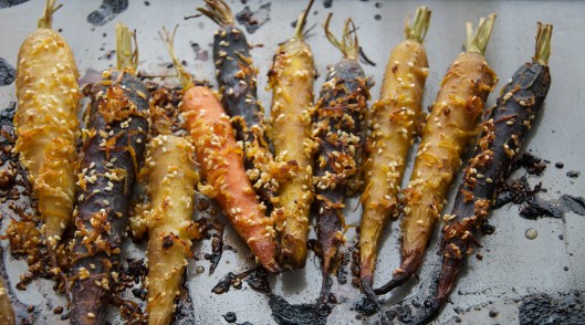 Ginger Orange Marinated Carrots with Miso Vinaigrette - A Pat & A Pinch
