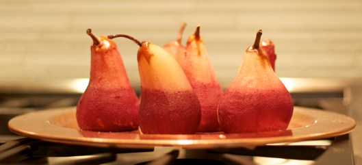 Red Wine Poached Pears with Crème Fraîche - A Pat & A Pinch